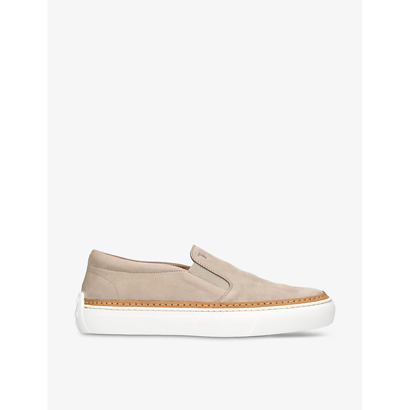 Shop Tod's Tods Men's Grey Cassetta Slip-on Suede Trainers