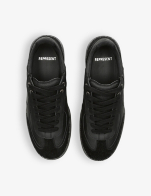 Shop Represent Men's Black Virtus Leather And Suede Low-top Trainers