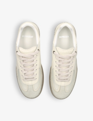 Shop Represent Men's White Virtus Leather And Suede Low-top Trainers