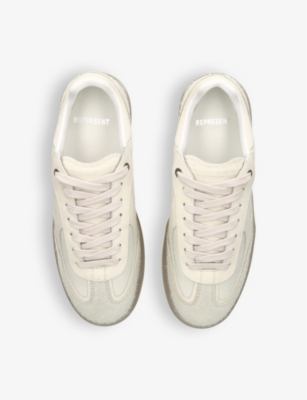 Shop Represent Mens Virtus Leather And Suede Low-top Trainers Whit In White