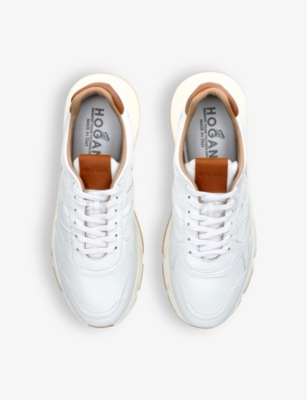 Shop Hogan Mens White/oth Hyperlight Branded Leather Low-top Trainers
