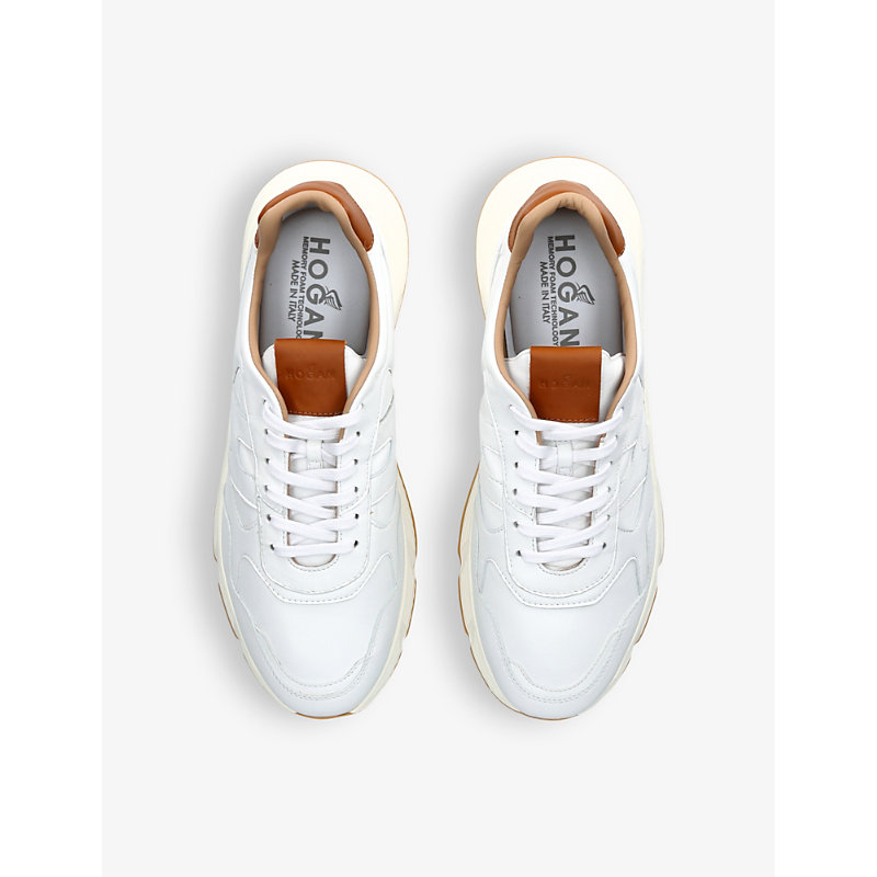 Shop Hogan Hyperlight Branded Leather Low-top Trainers In White/oth