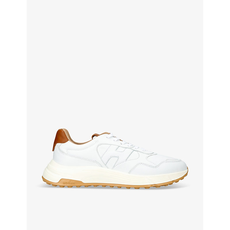 Shop Hogan Hyperlight Branded Leather Low-top Trainers In White/oth