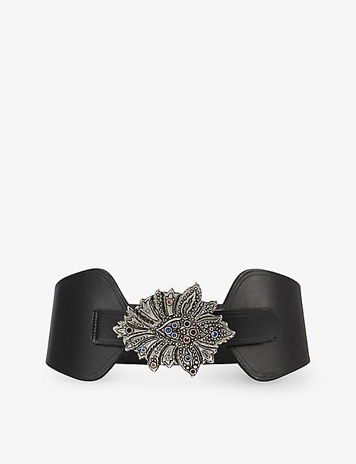 THE KOOPLES: Rhinestone-embellished wide leather belt