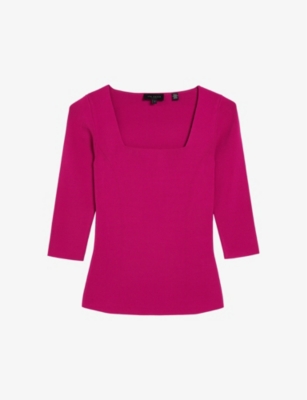 TED BAKER: Vallryy square-neck stretch-woven top