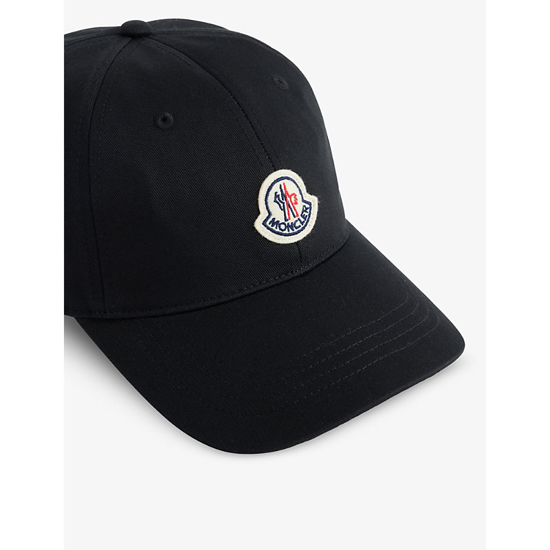 Shop Moncler Men's Black Logo-patch Cotton Baseball Cap