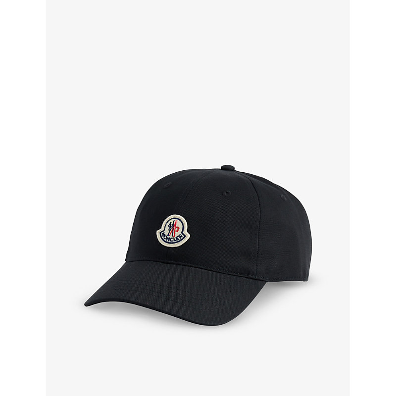 Shop Moncler Men's Black Logo-patch Cotton Baseball Cap