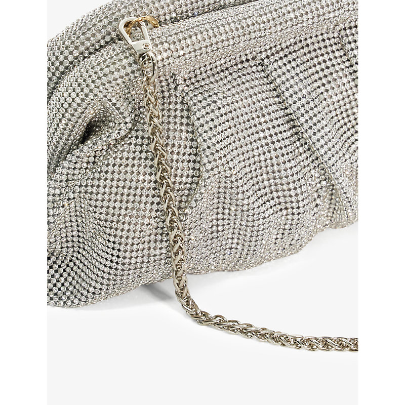 Shop Dune Womens Silver-diamantes Elegant Crystal-embellished Woven Clutch Bag