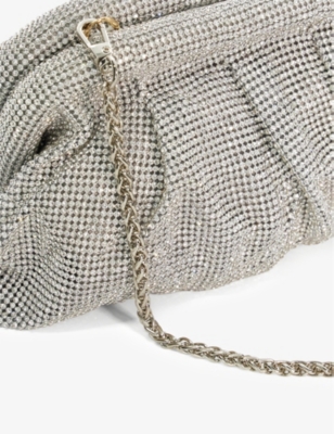 DUNE: Elegant crystal-embellished woven clutch bag