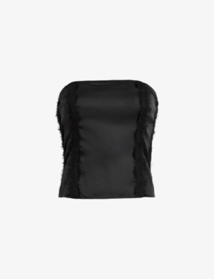 ALLSAINTS ALLSAINTS WOMEN'S MORGAN SMOCKED-PANEL BODYCON SATIN TOP