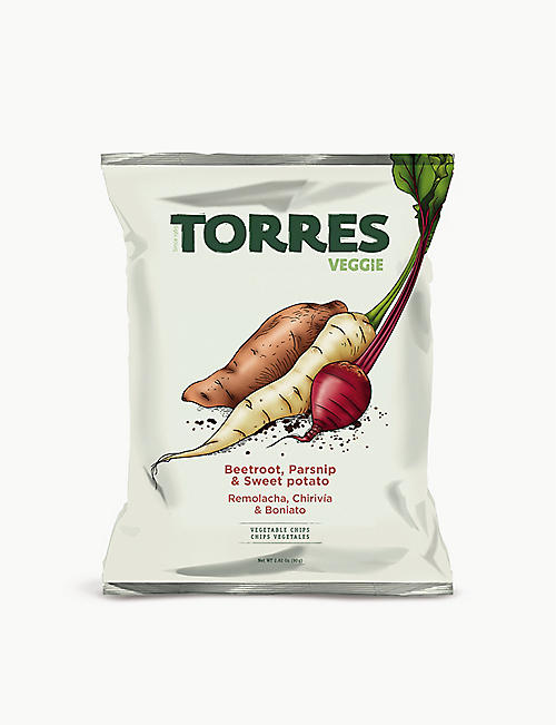 TORRES: Veggie beetroot, parsnip and sweet potato crisps 90g