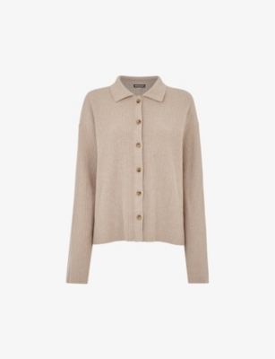 WHISTLES: Classic-collar relaxed-fit ribbed stretch cotton-blend cardigan