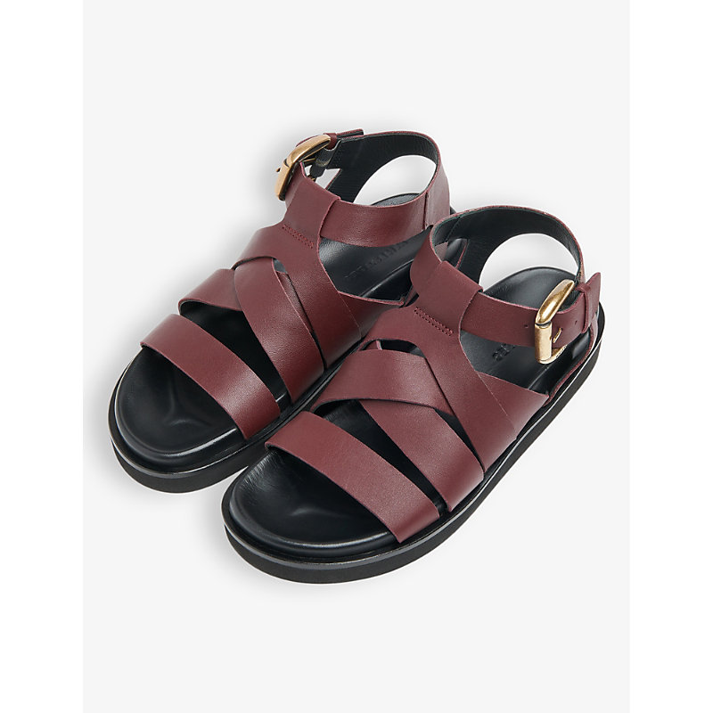 Shop Whistles Women's Plum/claret Ezra Multi-strap Flat Leather Sandals