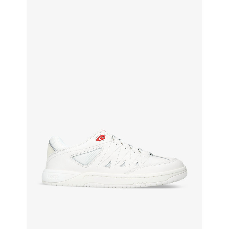 Shop Kenzo Men's White Pxt Leather Low-top Trainers