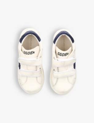 Golden Goose White Sneakers For Boy With Logo And Star In White/navy