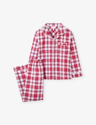 THE LITTLE WHITE COMPANY: Check-print flannel organic-cotton pyjamas 7-12 years