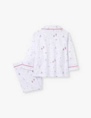 THE LITTLE WHITE COMPANY: Days of Christmas graphic-print button-down organic-cotton pyjamas 7-12 years