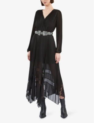 THE KOOPLES: Lace-panel pleated woven maxi dress