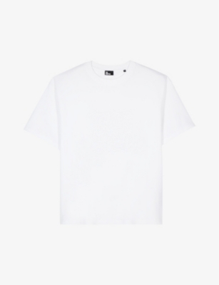 Shop The Kooples Men's White Logo-embroidered Relaxed-fit Cotton T-shirt