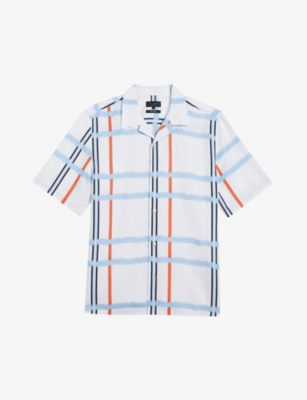 TED BAKER: Gardon check-print woven-blend shirt