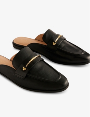 Shop Ted Baker Womens Black Zzola Leather Mule Loafers