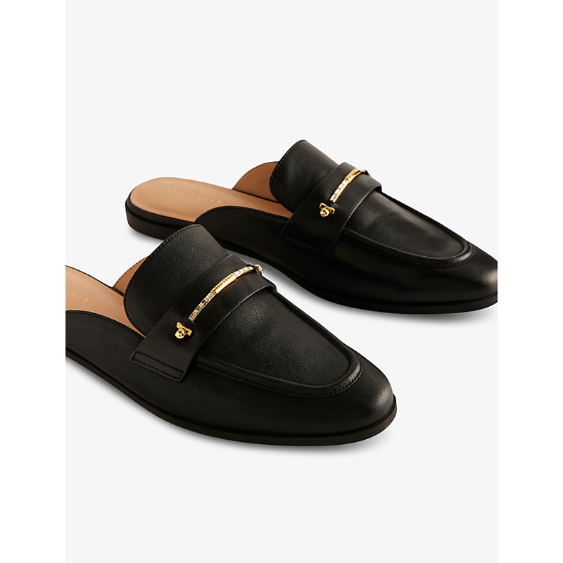 Shop Ted Baker Women's Black Zzola Leather Mule Loafers