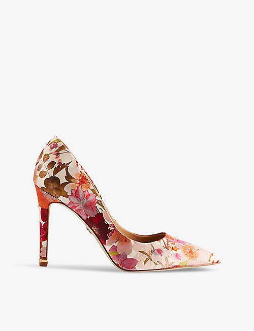 TED BAKER: Carai floral-print satin court heels