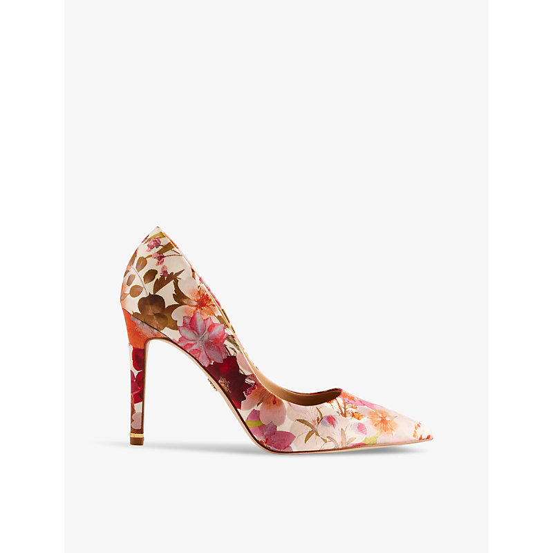 Shop Ted Baker Carai Floral-print Satin Court Heels In Multicol