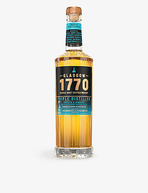 WHISKY AND BOURBON: The Glasgow Distillery Co. Glasgow 1770 triple-distilled single-malt Scotch whisky 700ml