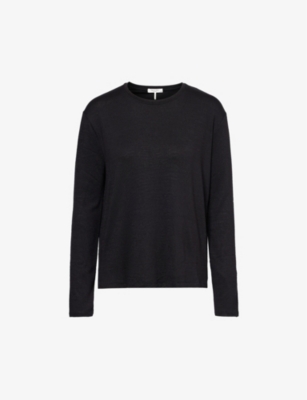 Shop Rag & Bone Womens Black Split-hem Long-sleeved Woven Top