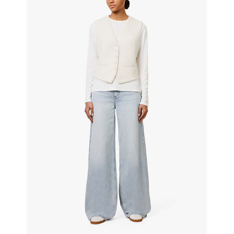 Shop Rag & Bone Womens Kierra Sofie Wide-leg High-rise Denim-blend Jeans