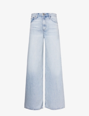 Shop Rag & Bone Womens Kierra Sofie Wide-leg High-rise Denim-blend Jeans