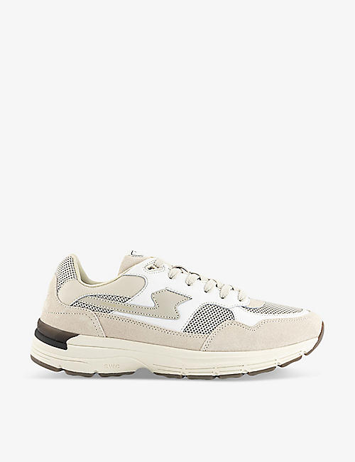 STEPNEY WORKERS CLUB: Amiel S-Strike mesh, suede and leather low-top trainers