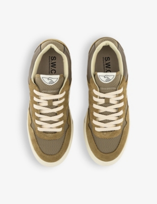 Shop Stepney Workers Club Men's Desert Pearl S Strike Suede And Mesh Low-top Trainers