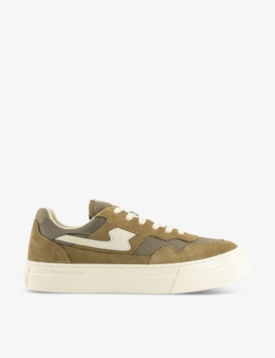 Shop Stepney Workers Club Pearl S Strike Suede And Mesh Low-top Trainers In Desert
