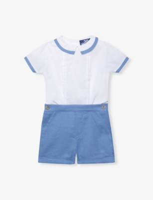 TROTTERS: Rupert Contrast-Trim Cotton Romper 3 Months - 7 Years