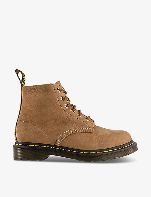 DR. MARTENS: 101 six-eyelet lace-up leather ankle boots