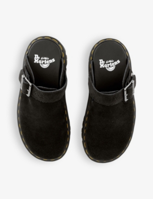 DR. MARTENS: Zebzag platform suede mules