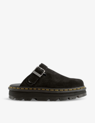 DR. MARTENS: Zebzag platform suede mules