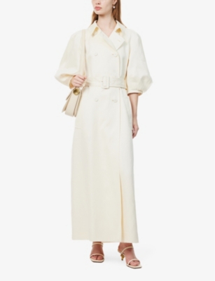 Shop Gabriela Hearst Women's Ivory Iona Double-breasted Linen Maxi Dress