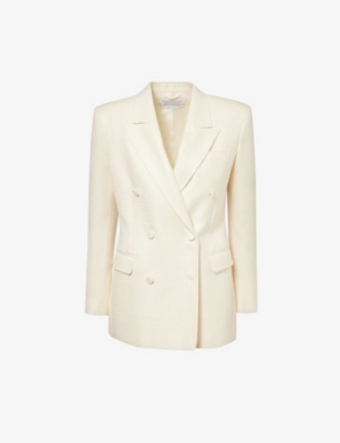 Shop Gabriela Hearst Women's Ivory Gavin Peak-lapel Regular-fit Silk And Wool Blazer