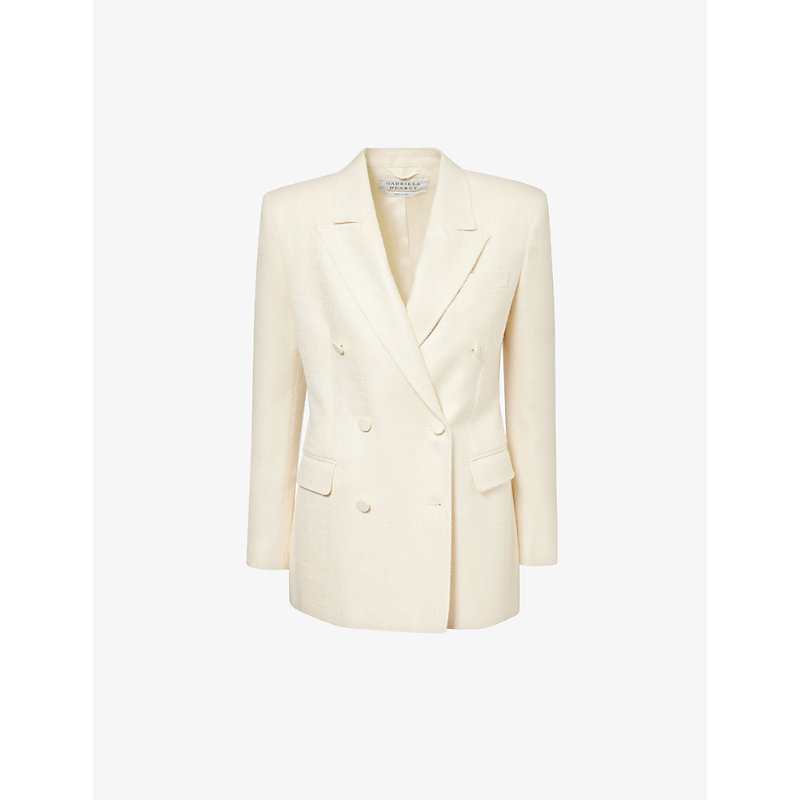 Shop Gabriela Hearst Gavin Peak-lapel Regular-fit Silk And Wool Blazer In Ivory