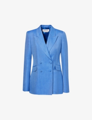 Shop Gabriela Hearst Women's Sapphire Stephanie Peak-lapel Regular-fit Wool, Silk And Linen-blend Blazer
