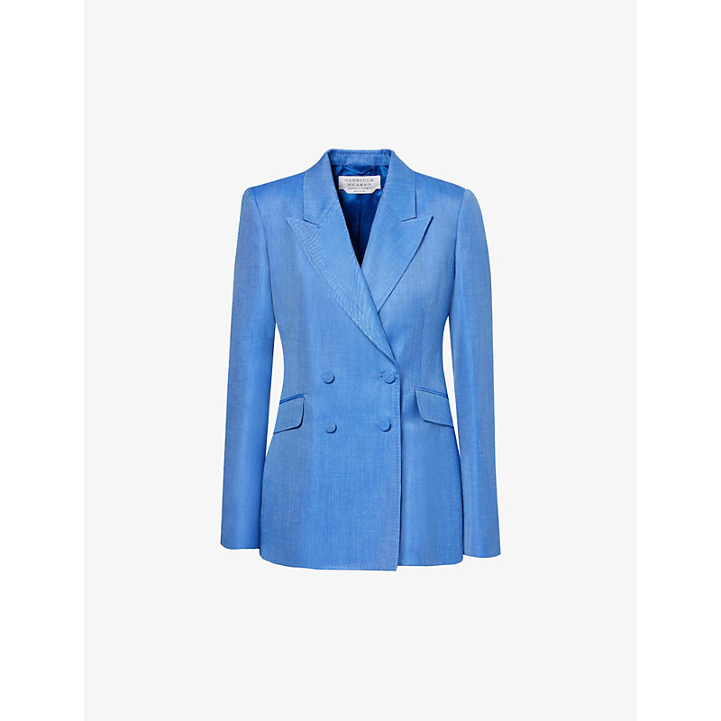 Shop Gabriela Hearst Women's Sapphire Stephanie Peak-lapel Regular-fit Wool, Silk And Linen-blend Blazer