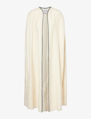 Shop Gabriela Hearst Women's Ivory Corinth Dropped-shoulder Relaxed-fit Silk And Wool-blend Cape