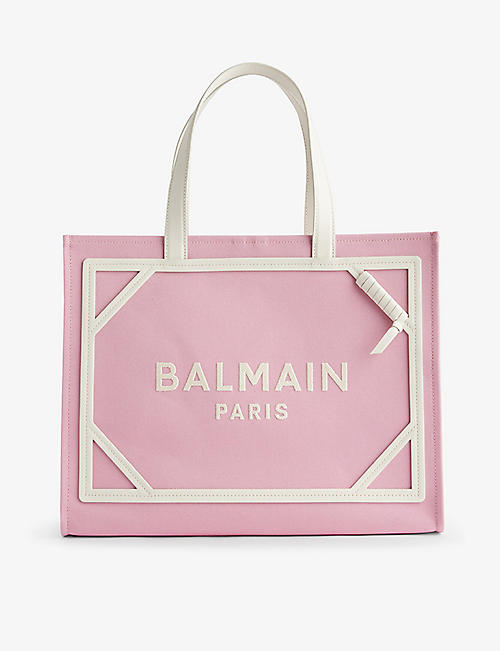 BALMAIN: B-army medium cotton tote bag