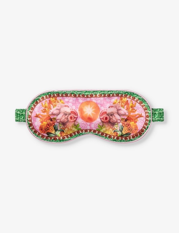 Aries graphic-print silk eye mask