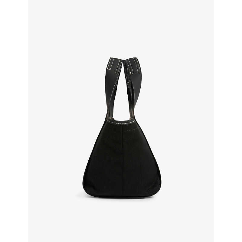 Shop Hunter Women's Black Contrast-stitch Cotton-canvas Tote Bag