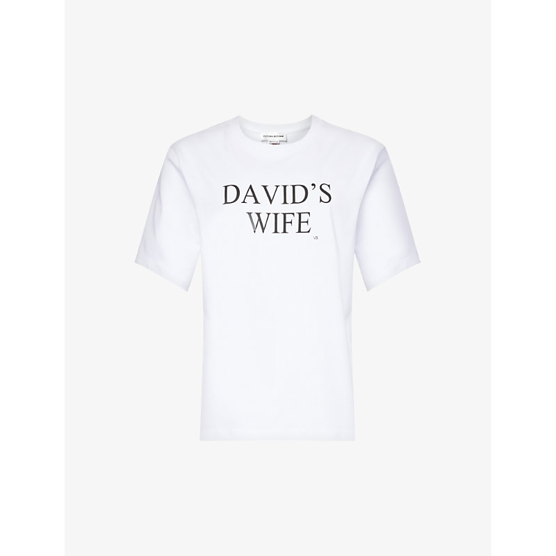 Victoria Beckham Women's White David's Wife Short-sleeved Cotton-jersey T-shirt