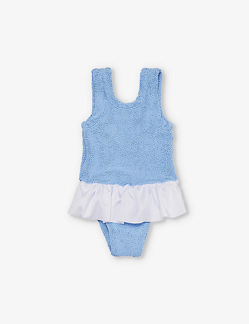 HUNZA G: Denise frilled crinkle swimsuit 1-6 years